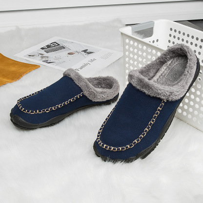Men's Comfort Winter Warm Fleece Lined Casual Slippers Waterproof Indoor Outdoor Non-slip House Shoes