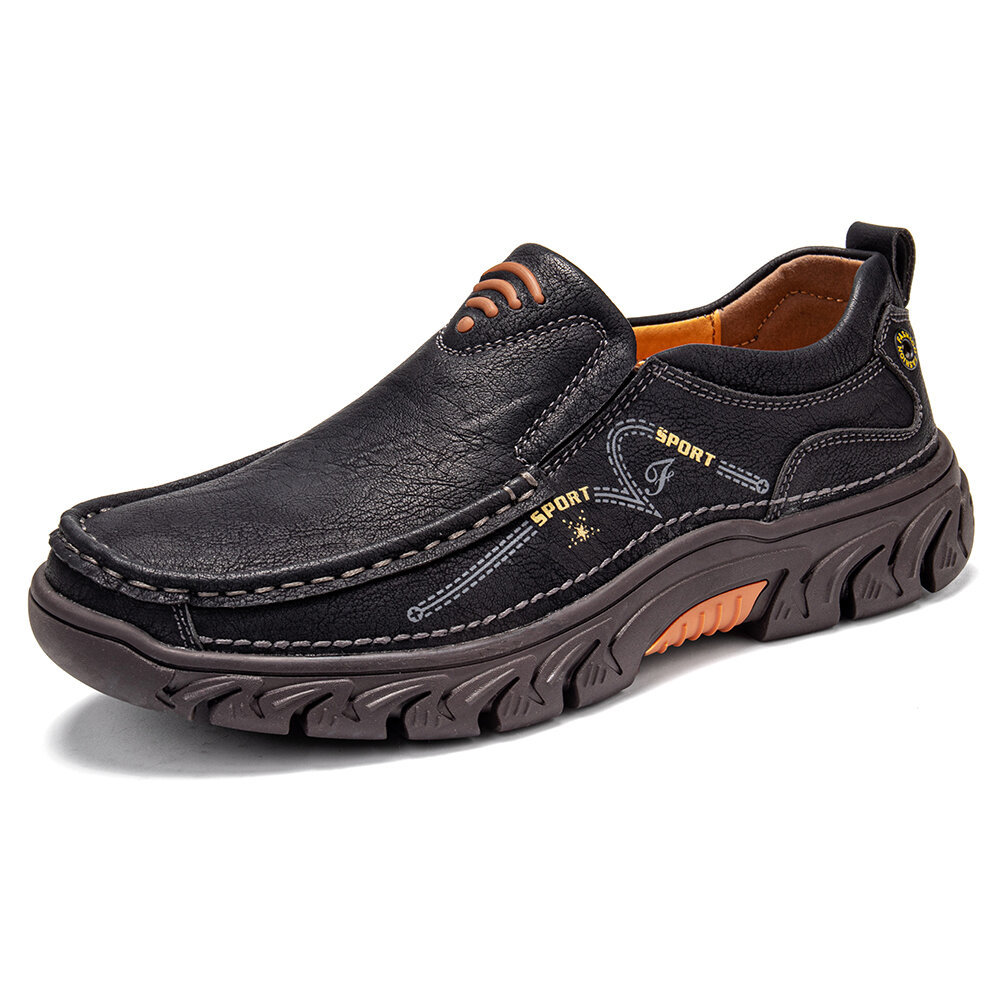 Mens Comfort Slip on Leather Casual Outdoor Walking Shoes