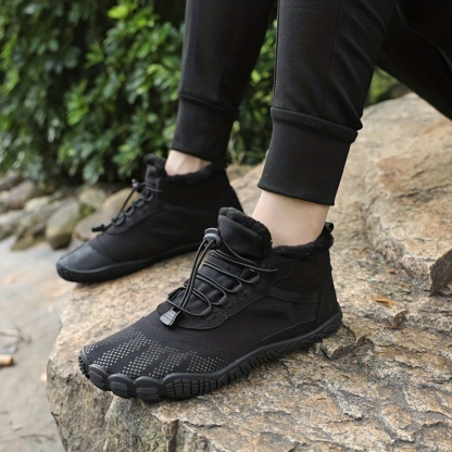 Men's Comfort Winter Warm Fleece Lined Warm Shoes High-Top Lock Buckle Cotton Snow Boots Outdoor Waterproof And Snowproof Non-slip Ankle Boots