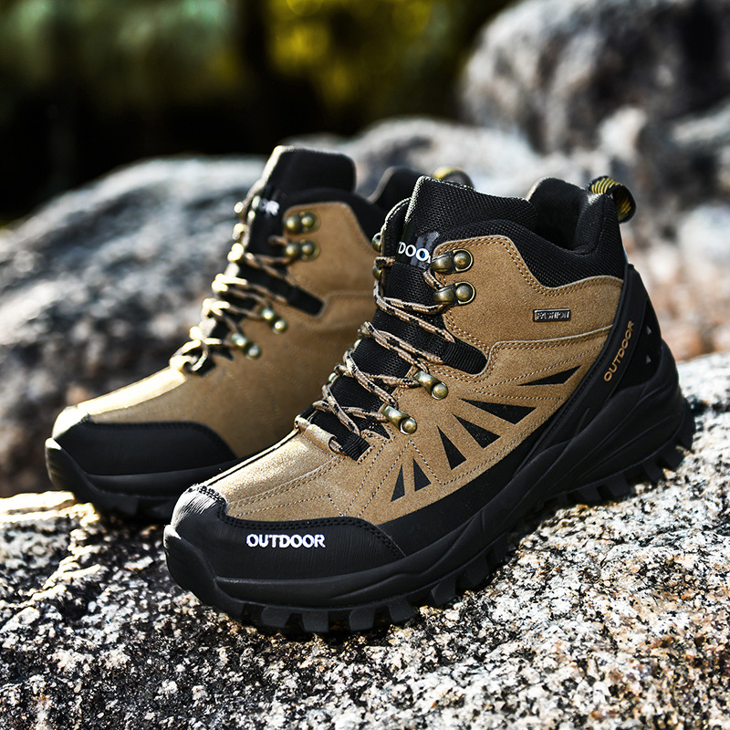 MEN'S HIGH TOP PLUSH COMFORTABLE CASUAL HIKING SHOES