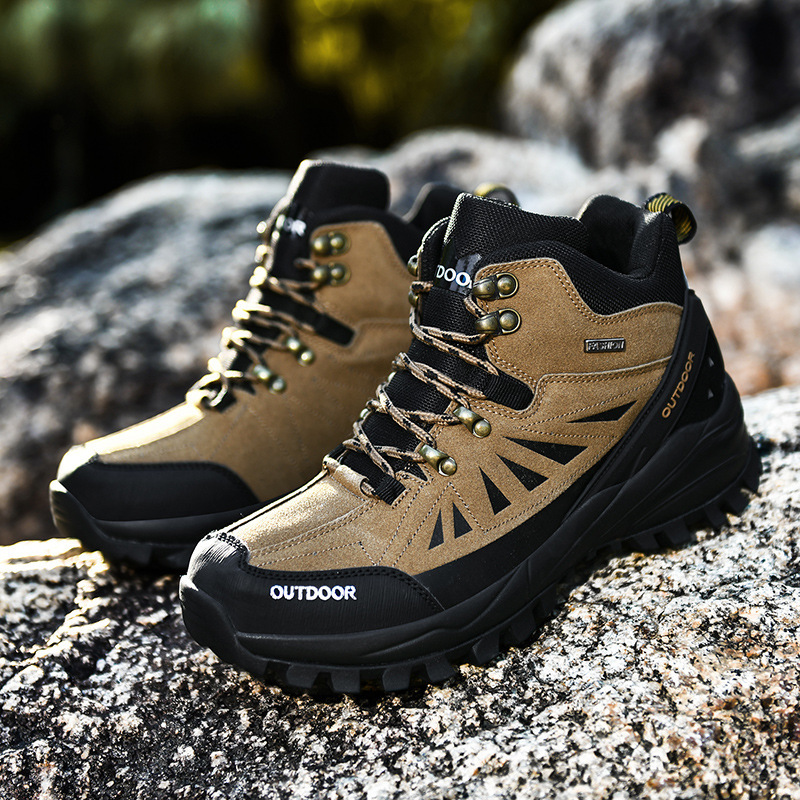 MEN'S HIGH TOP PLUSH COMFORTABLE CASUAL HIKING SHOES