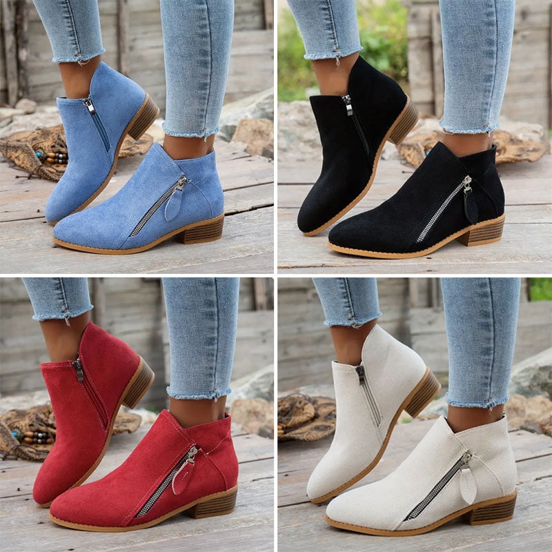 🔥Last Day 69% OFF🔥Women’s Comfort Walking Ankle Boots – Low Heel, Zipper Closure, Orthopedic Arch Support