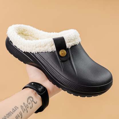 Men's Comfort Winter Warm Fleece Lined Mules Slippers Waterproof Indoor Outdoor Non-slip House Shoes