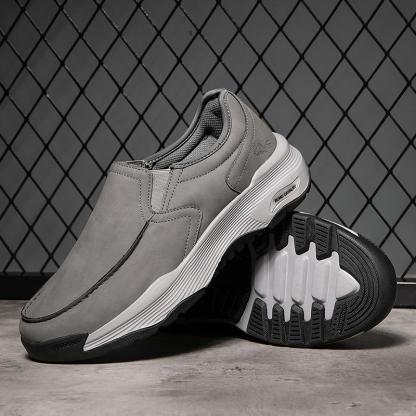 MEN'S COMFORTABLE GENUINE LEATHER SNEAKERS WITH ARCH SUPPORT AND SHOCK ABSORPTION