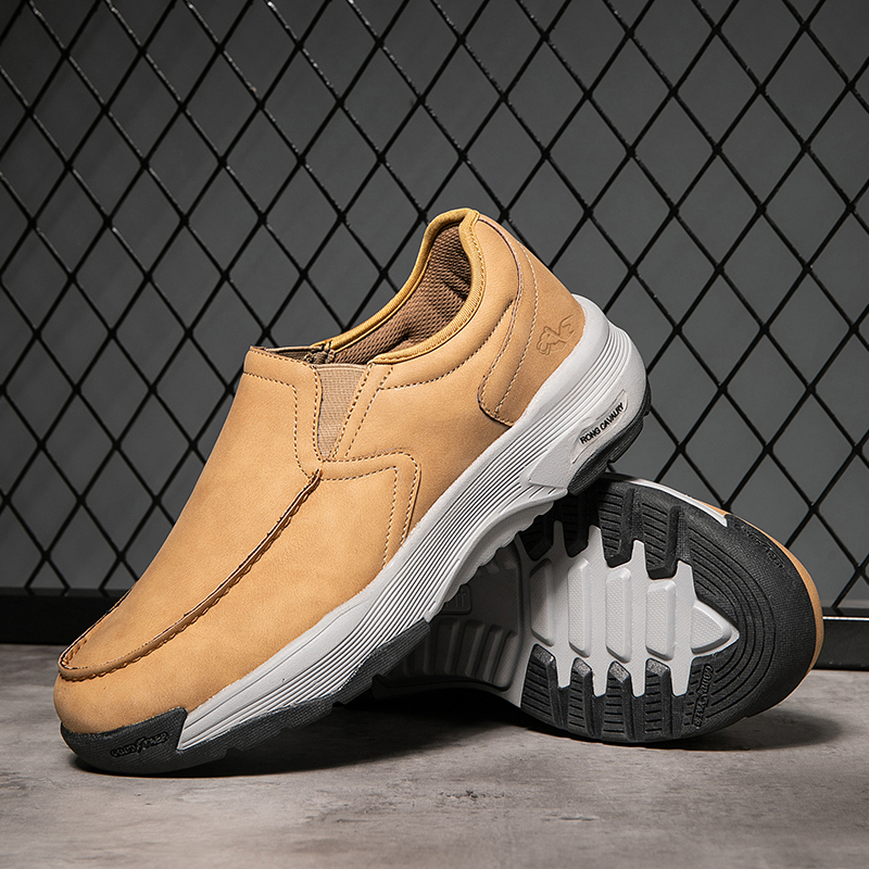 MEN'S COMFORTABLE GENUINE LEATHER SNEAKERS WITH ARCH SUPPORT AND SHOCK ABSORPTION