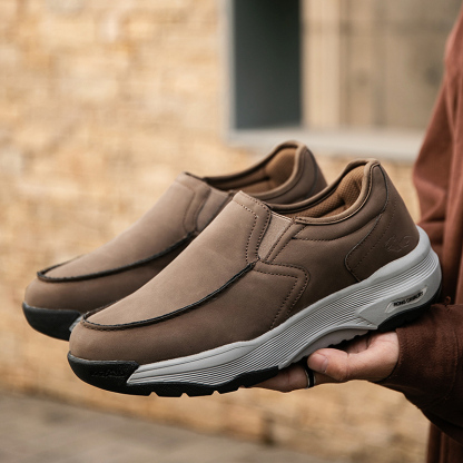 MEN'S COMFORTABLE GENUINE LEATHER SNEAKERS WITH ARCH SUPPORT AND SHOCK ABSORPTION
