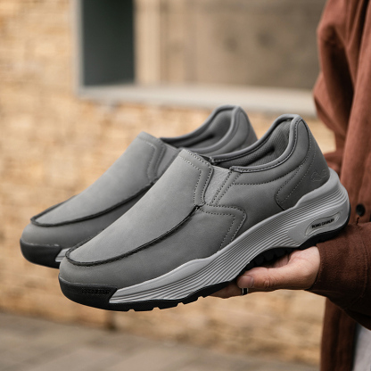 MEN'S COMFORTABLE GENUINE LEATHER SNEAKERS WITH ARCH SUPPORT AND SHOCK ABSORPTION