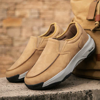 MEN'S COMFORTABLE GENUINE LEATHER SNEAKERS WITH ARCH SUPPORT AND SHOCK ABSORPTION