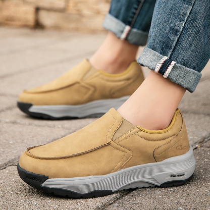 MEN'S COMFORTABLE GENUINE LEATHER SNEAKERS WITH ARCH SUPPORT AND SHOCK ABSORPTION