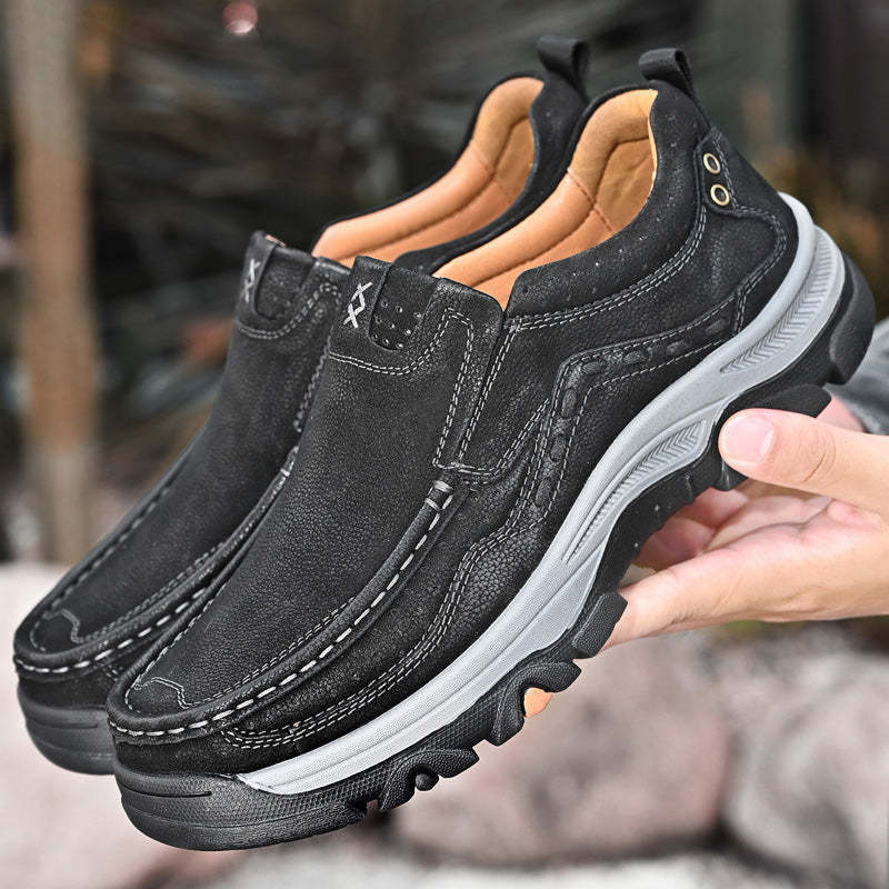 Sinarey®— Mens Slip On Leather Casual Walking Shoes