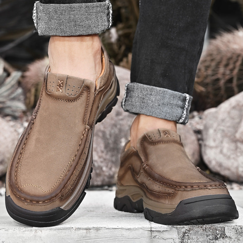 Sinarey®— Mens Slip On Leather Casual Walking Shoes