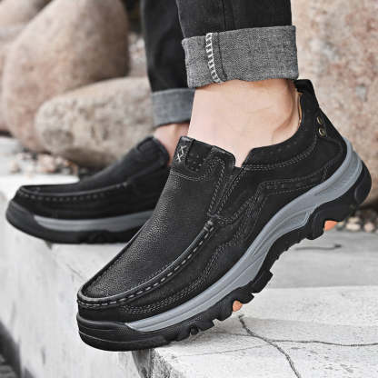 Sinarey®— Mens Slip On Leather Casual Walking Shoes