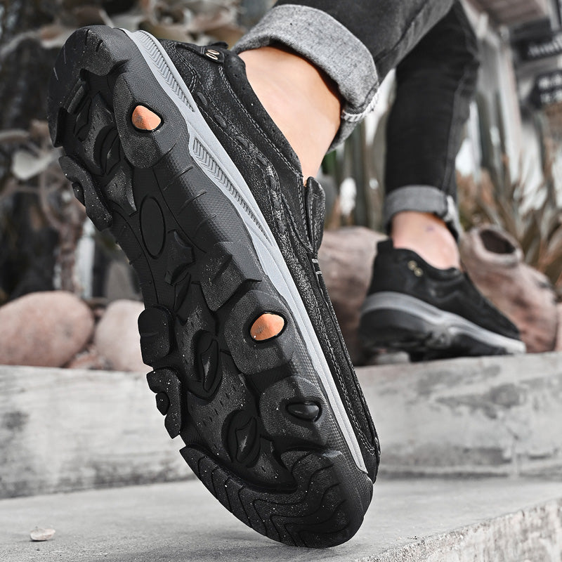 Sinarey®— Mens Slip On Leather Casual Walking Shoes