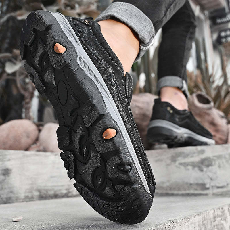 Sinarey®— Mens Slip On Leather Casual Walking Shoes