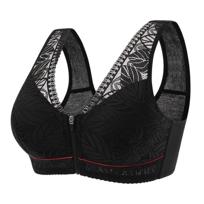 Plus Size Nature Cotton Wireless Zipper Front Button Bra