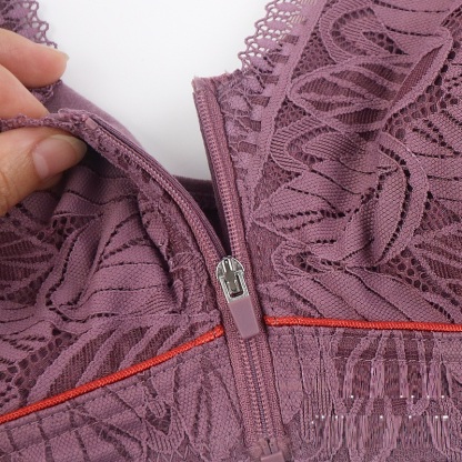 Plus Size Nature Cotton Wireless Zipper Front Button Bra