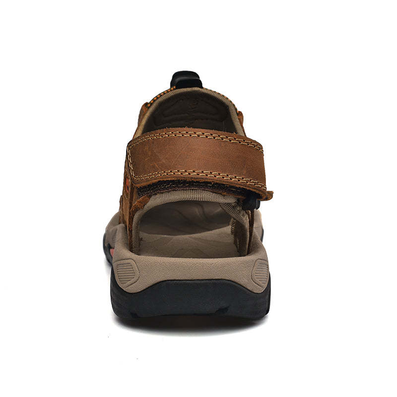 Sinarey  Men's Sandals Arch Support Casual Genuine Leather Summer Outdoor Beach Fisherman Sandals