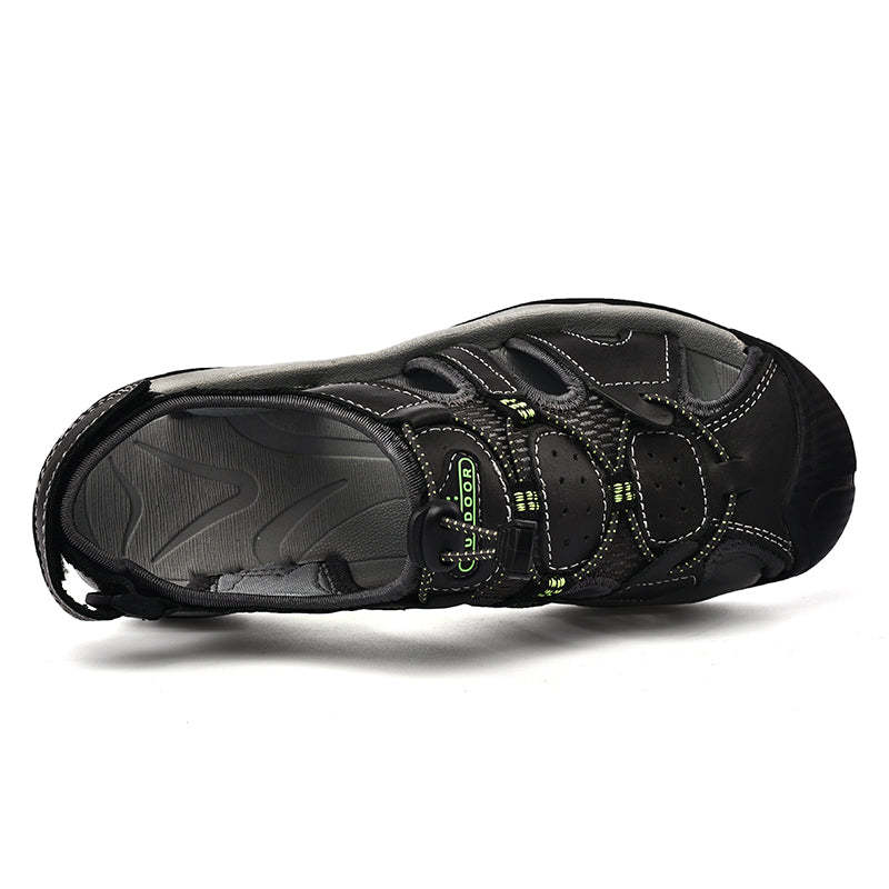 Sinarey  Men's Sandals Arch Support Casual Genuine Leather Summer Outdoor Beach Fisherman Sandals