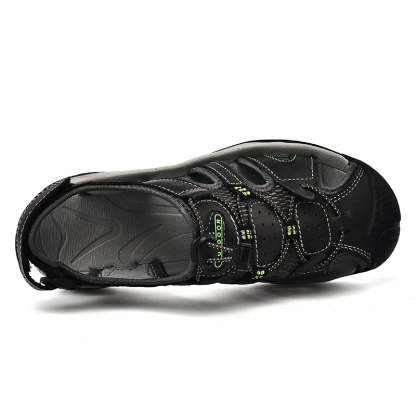 Sinarey  Men's Sandals Arch Support Casual Genuine Leather Summer Outdoor Beach Fisherman Sandals
