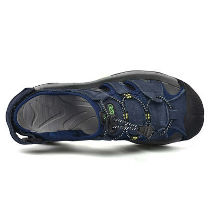 Sinarey  Men's Sandals Arch Support Casual Genuine Leather Summer Outdoor Beach Fisherman Sandals