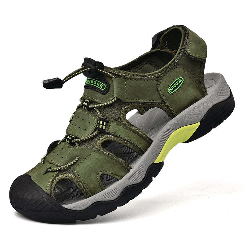 Sinarey  Men's Sandals Arch Support Casual Genuine Leather Summer Outdoor Beach Fisherman Sandals