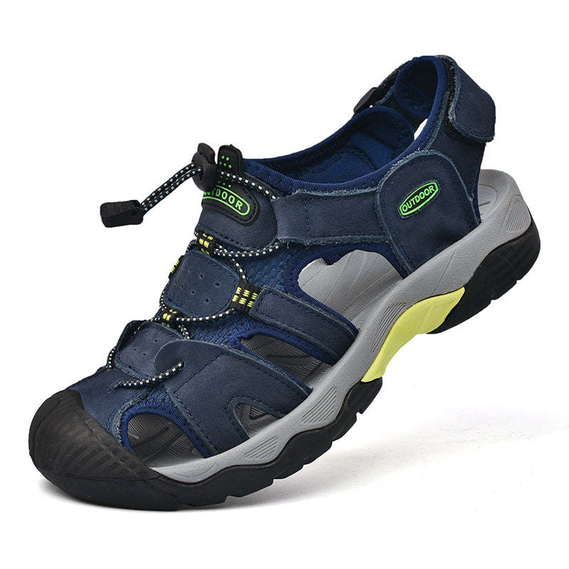 Sinarey  Men's Sandals Arch Support Casual Genuine Leather Summer Outdoor Beach Fisherman Sandals