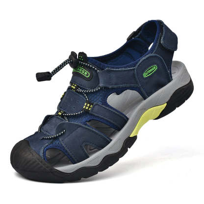 Sinarey  Men's Sandals Arch Support Casual Genuine Leather Summer Outdoor Beach Fisherman Sandals