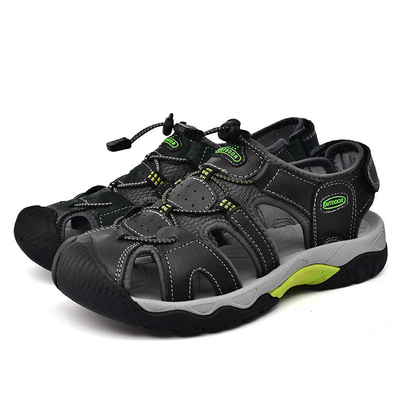 Sinarey  Men's Sandals Arch Support Casual Genuine Leather Summer Outdoor Beach Fisherman Sandals