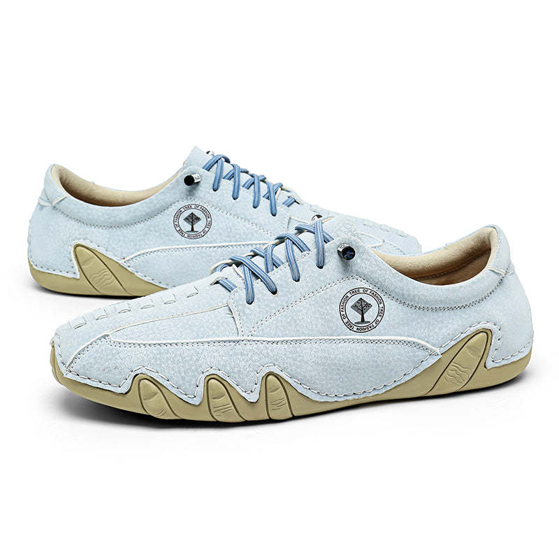 (⏰NOW ON: 53% OFF Independence Day Sale! 🔥)Mens Casual Shoes Summer Breathable Sneakers Loafers Walking Shoes Hand Made Lace-Up Leather Dress Flats Shoes for Driving Business Working Office