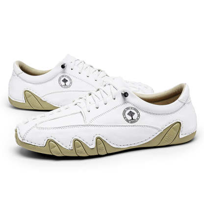 (⏰NOW ON: 53% OFF Independence Day Sale! 🔥)Mens Casual Shoes Summer Breathable Sneakers Loafers Walking Shoes Hand Made Lace-Up Leather Dress Flats Shoes for Driving Business Working Office