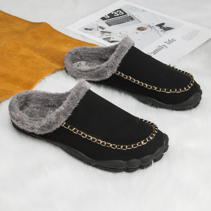 Men's Comfort Winter Warm Fleece Lined Casual Slippers Waterproof Indoor Outdoor Non-slip House Shoes