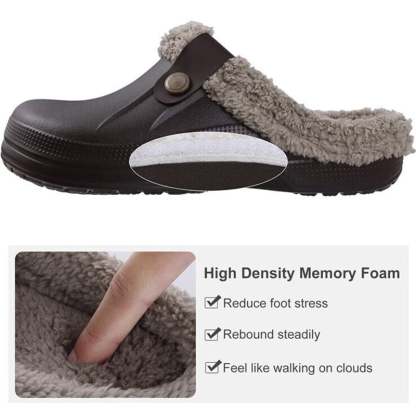 Men's Comfort Winter Warm Fleece Lined Mules Slippers Waterproof Indoor Outdoor Non-slip House Shoes