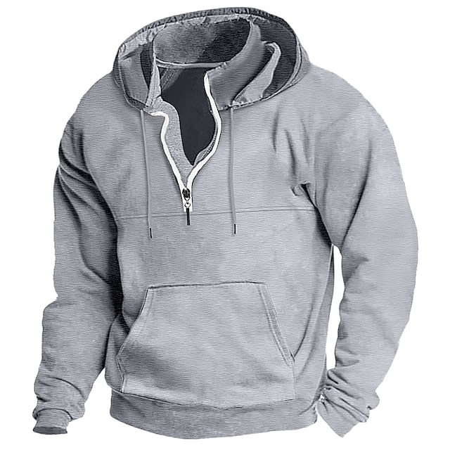 Men's Hoodie Quarter Zip Hoodie Tactical Streetwear Cool Casual Spring &  Fall Clothing