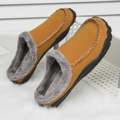 Men's Comfort Winter Warm Fleece Lined Casual Slippers Waterproof Indoor Outdoor Non-slip House Shoes