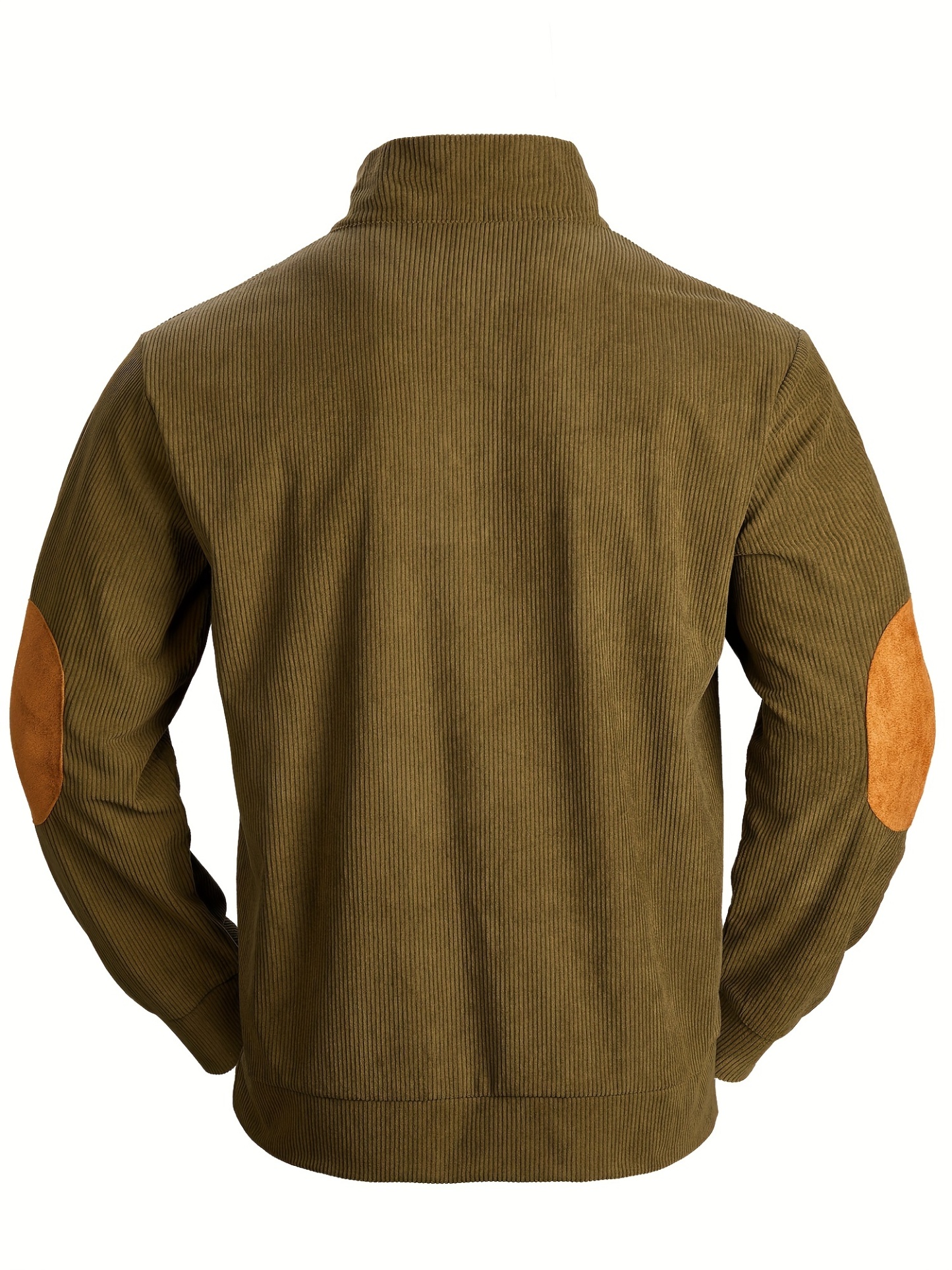 Corduroy Men's Casual Retro Stand Collar Thick Long Sleeve Henry Shirt,