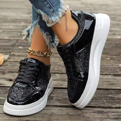 LAST DAY 70% OFF-Women's Glitter Non Slip Casual Comfort Fashion Lace-Up Thick Bottom Orthopedics Sneakers