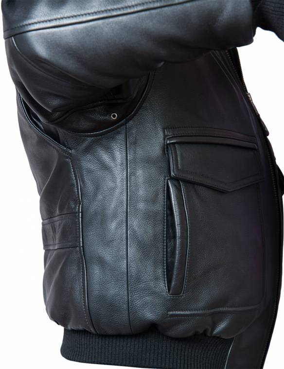 (NEW ARRIVALS) A-2 FLIGHT LEATHER JACKET WITH LINER BLACK