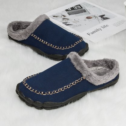 Men's Comfort Winter Warm Fleece Lined Casual Slippers Waterproof Indoor Outdoor Non-slip House Shoes