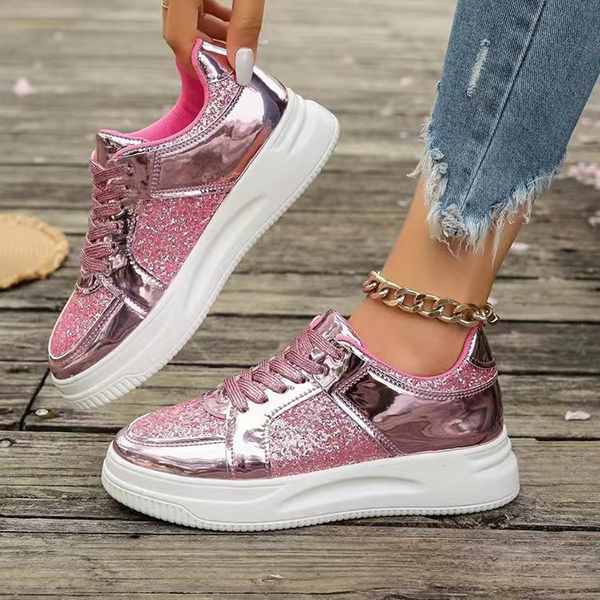LAST DAY 70% OFF-Women's Glitter Non Slip Casual Comfort Fashion Lace-Up Thick Bottom Orthopedics Sneakers