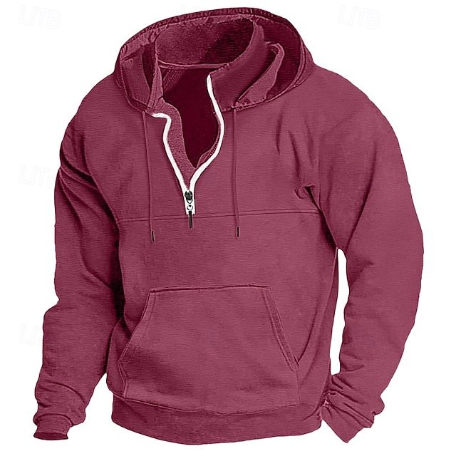 Men's Hoodie Quarter Zip Hoodie Tactical Streetwear Cool Casual Spring &  Fall Clothing