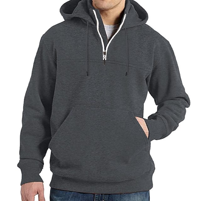 Men's Hoodie Quarter Zip Hoodie Tactical Streetwear Cool Casual Spring &  Fall Clothing