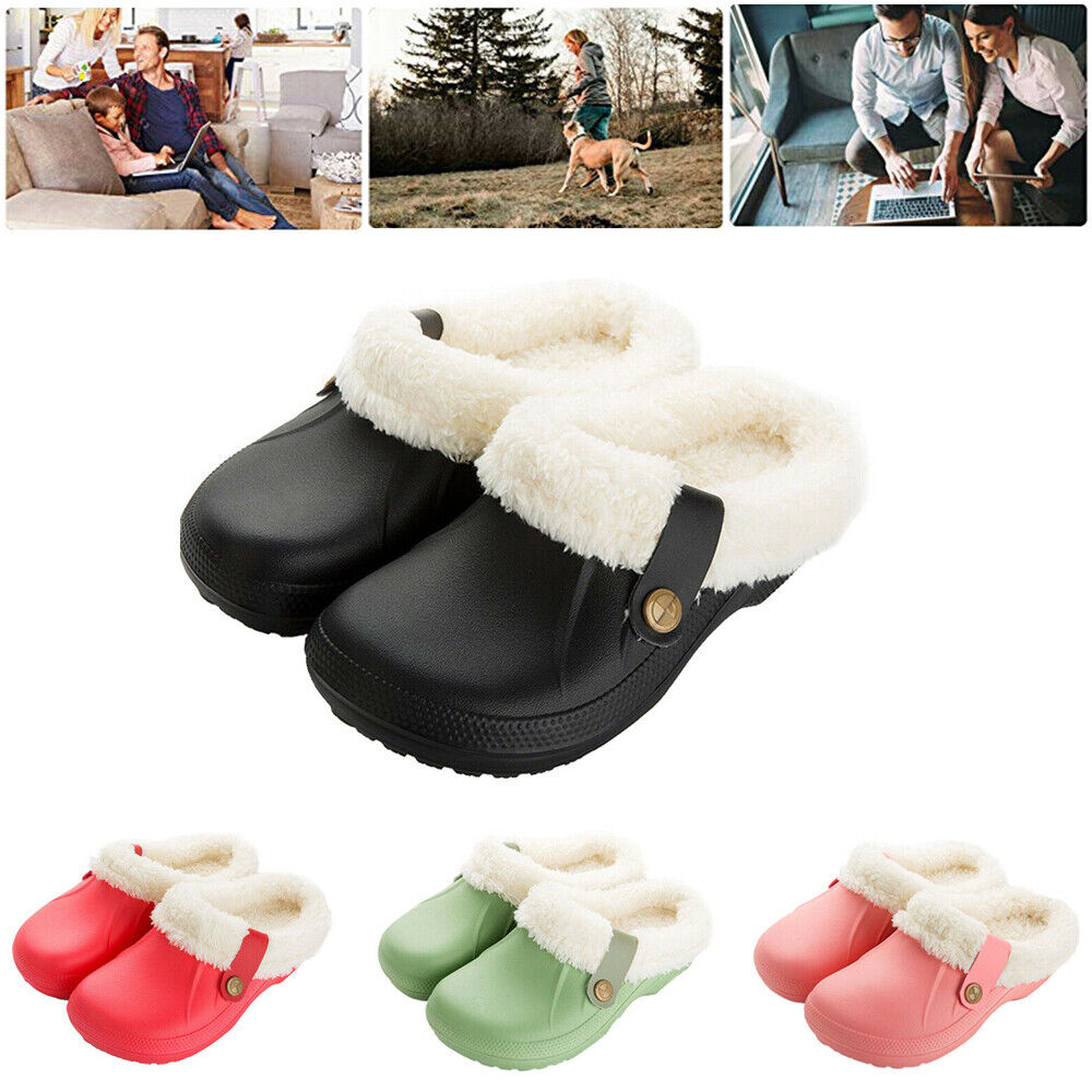 Men's Comfort Winter Warm Fleece Lined Mules Slippers Waterproof Indoor Outdoor Non-slip House Shoes