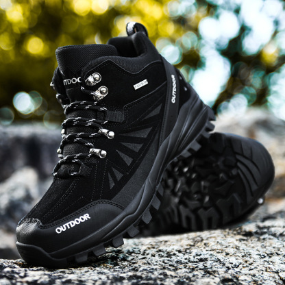 MEN'S HIGH TOP PLUSH COMFORTABLE CASUAL HIKING SHOES