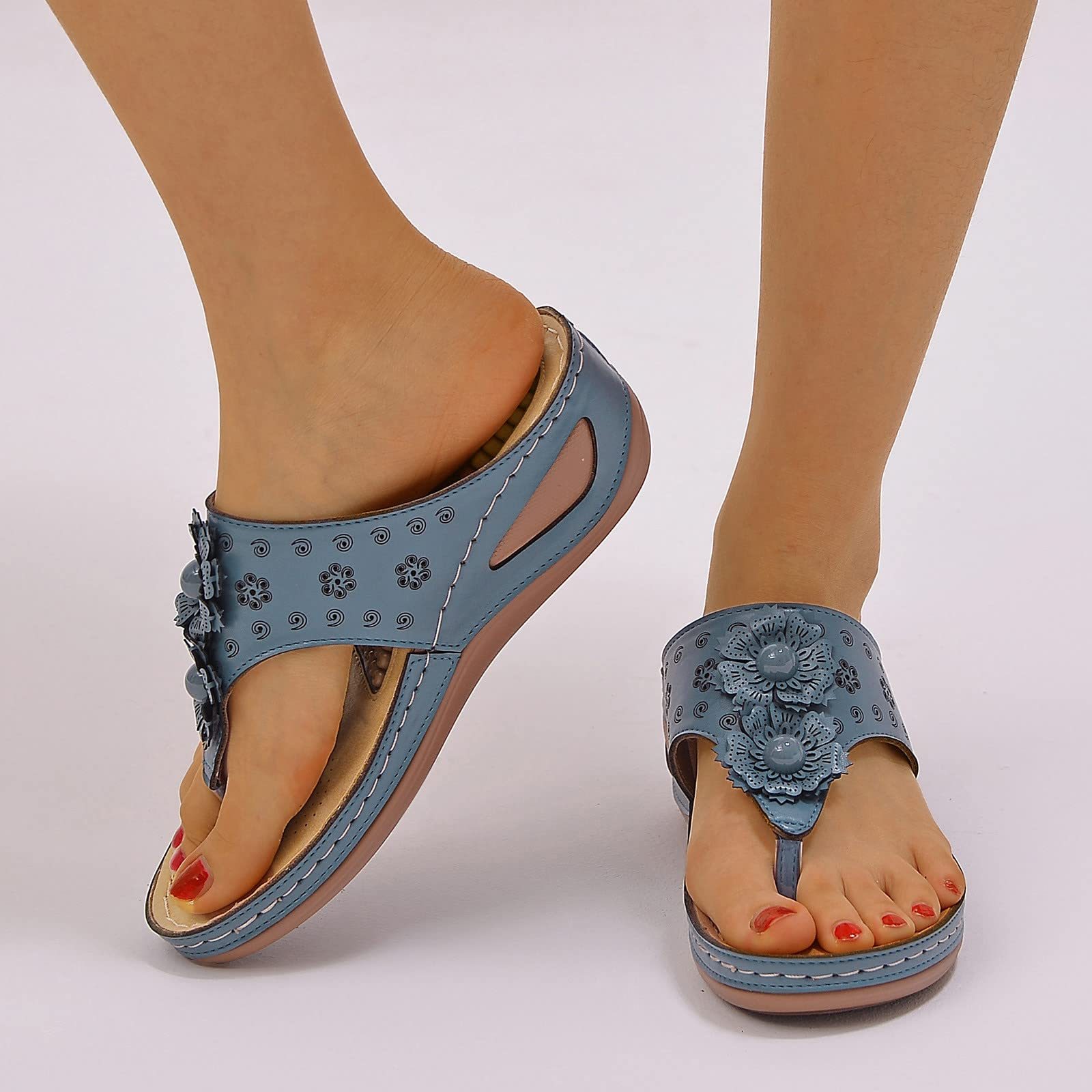 😍Last Day 49% OFF😍 Womens Arch Support Flip Flops Slides Slippers Comfy Walking Sandals