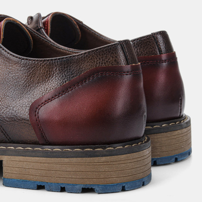 MEN'S ROUND-TOE LACE-UP LEATHER SHOES.