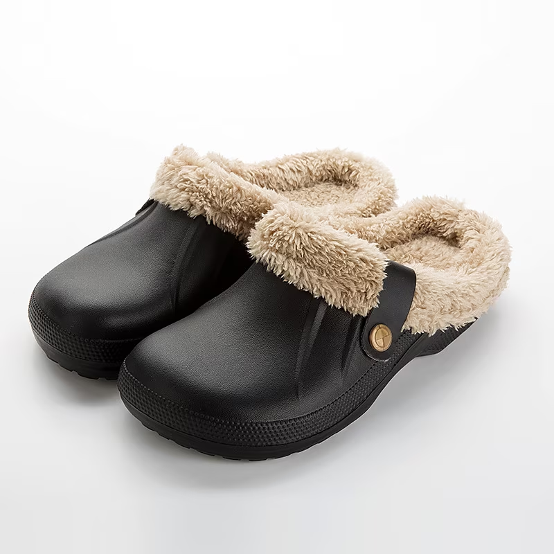 Men's Comfort Winter Warm Fleece Lined Mules Slippers Waterproof Indoor Outdoor Non-slip House Shoes