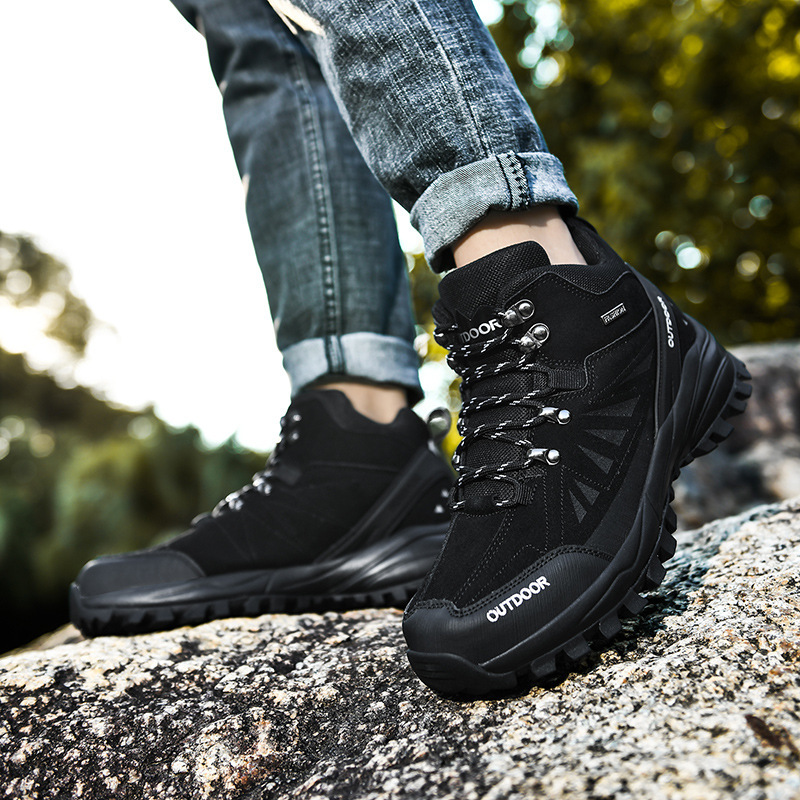 MEN'S HIGH TOP PLUSH COMFORTABLE CASUAL HIKING SHOES