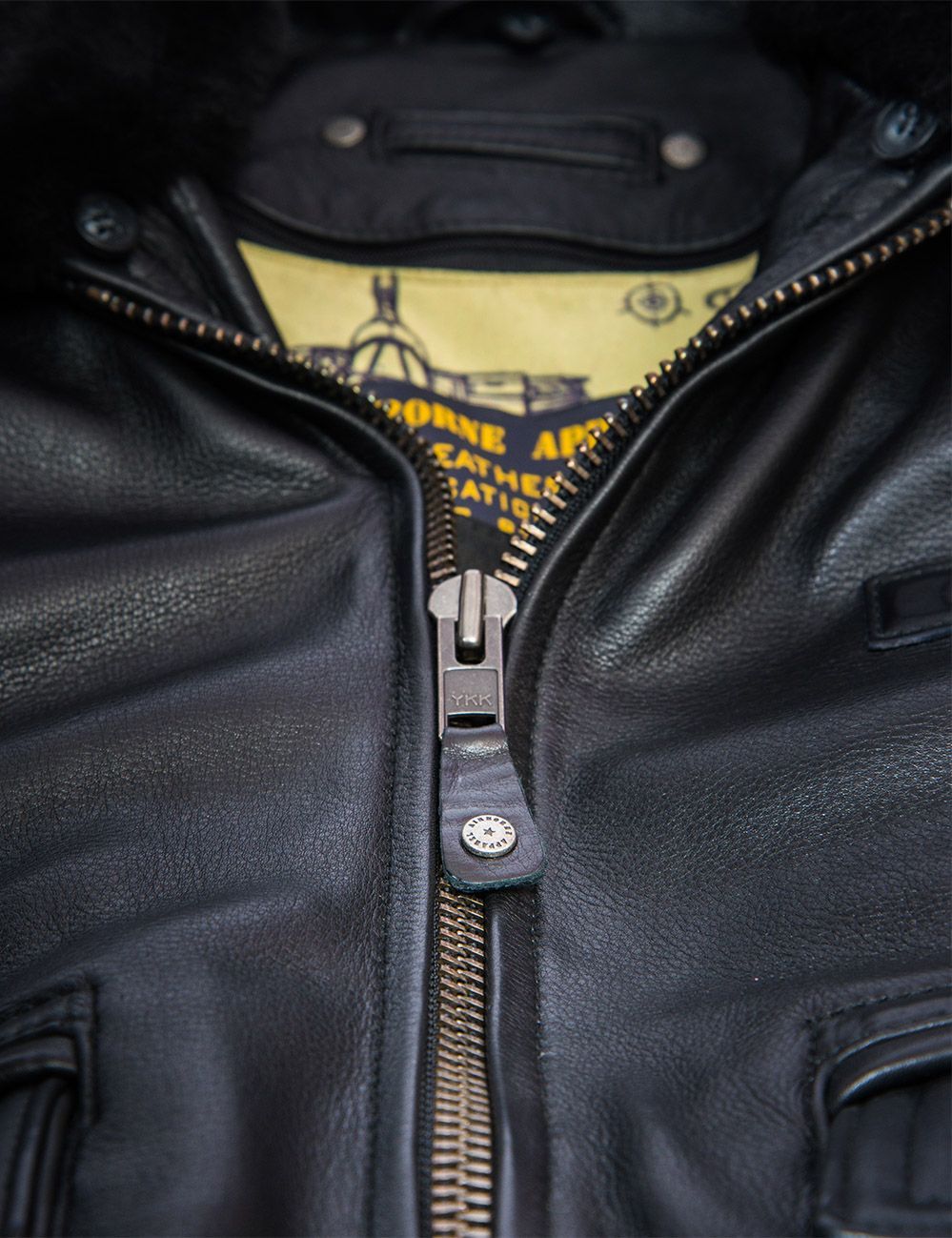 (NEW ARRIVALS) A-2 FLIGHT LEATHER JACKET WITH LINER BLACK