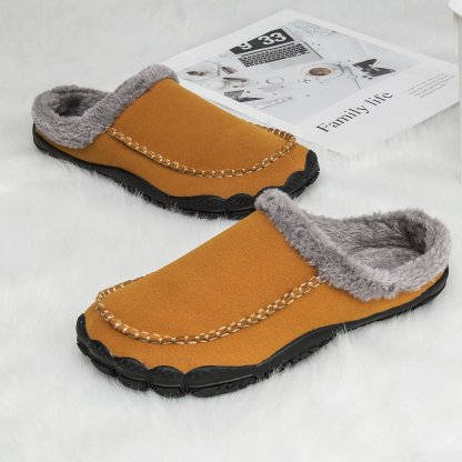 Men's Comfort Winter Warm Fleece Lined Casual Slippers Waterproof Indoor Outdoor Non-slip House Shoes