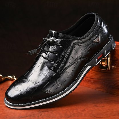 Men's brown embossed faux leather sneakers